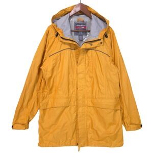 Eddie Bauer WeatherEdge Rain Jacket Men S Yellow Hooded Outdoor Gorpcore Utility